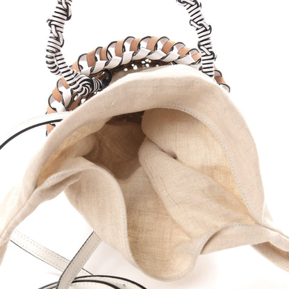 Loewe Calfskin Fringe Woven Bucket Bag White 5 of 8