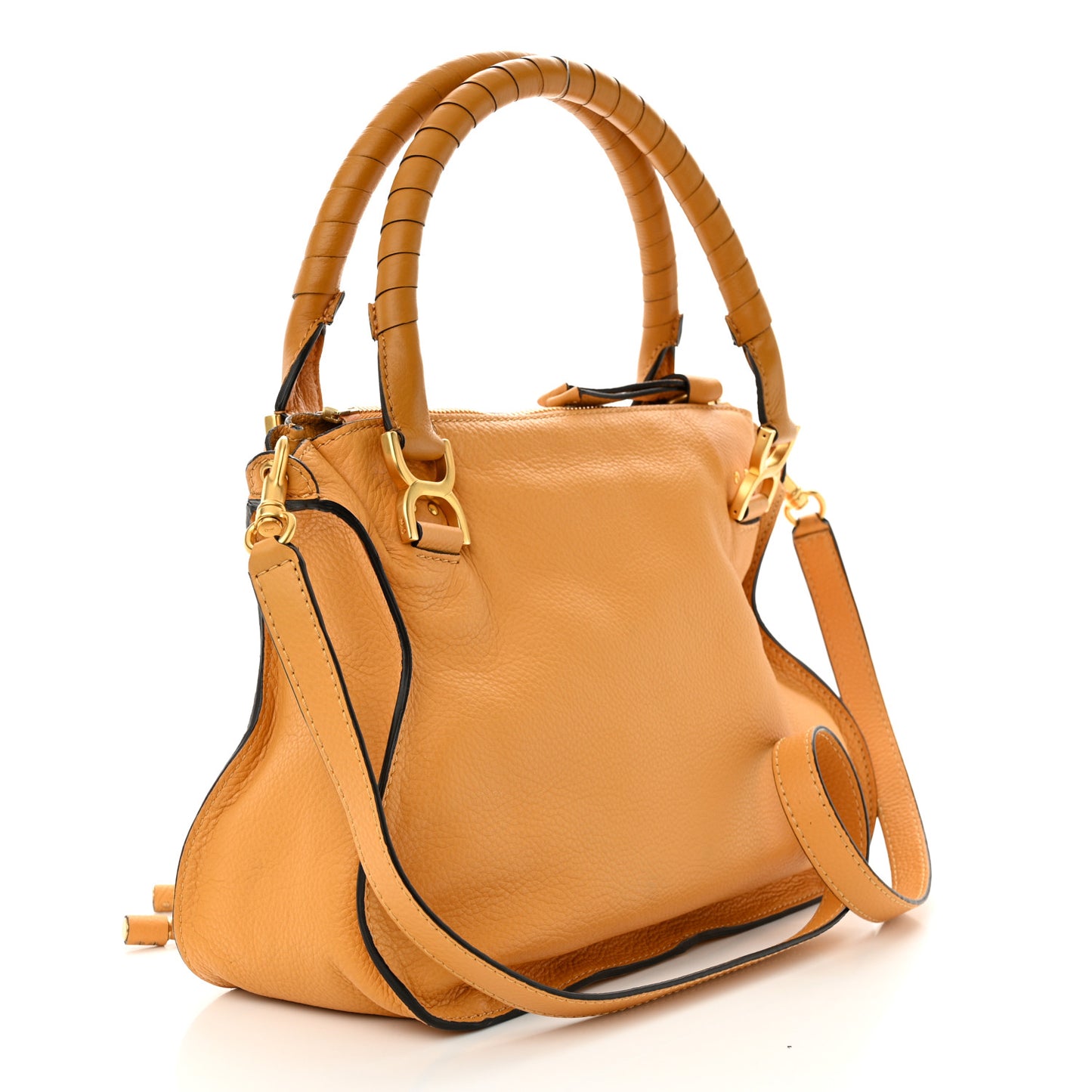 Calfskin Medium Marcie Satchel Burning Camel