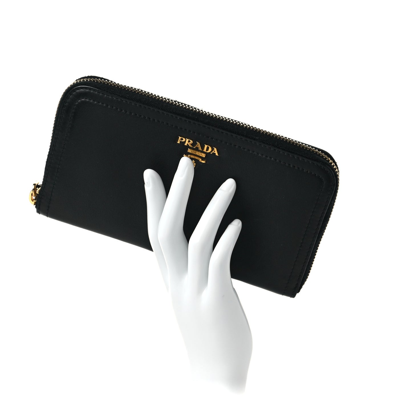 Vitello Daino Zip Around Wallet Nero Black