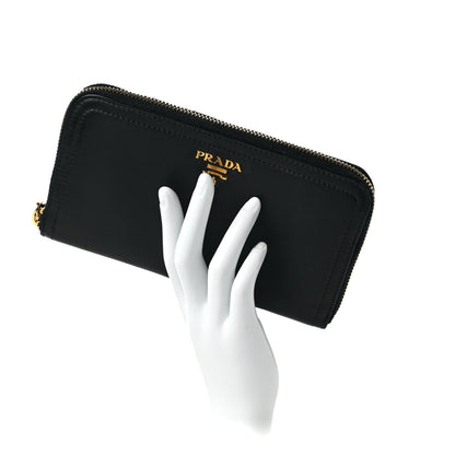 Prada Vitello Daino Zip Around Wallet Nero Black 2 of 6