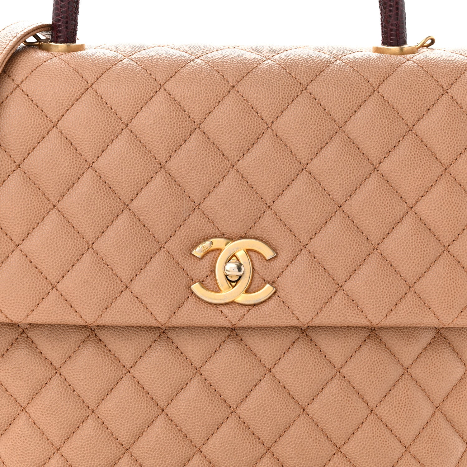 Chanel Caviar Lizard Quilted Large Coco Handle Flap Beige 8 of 10