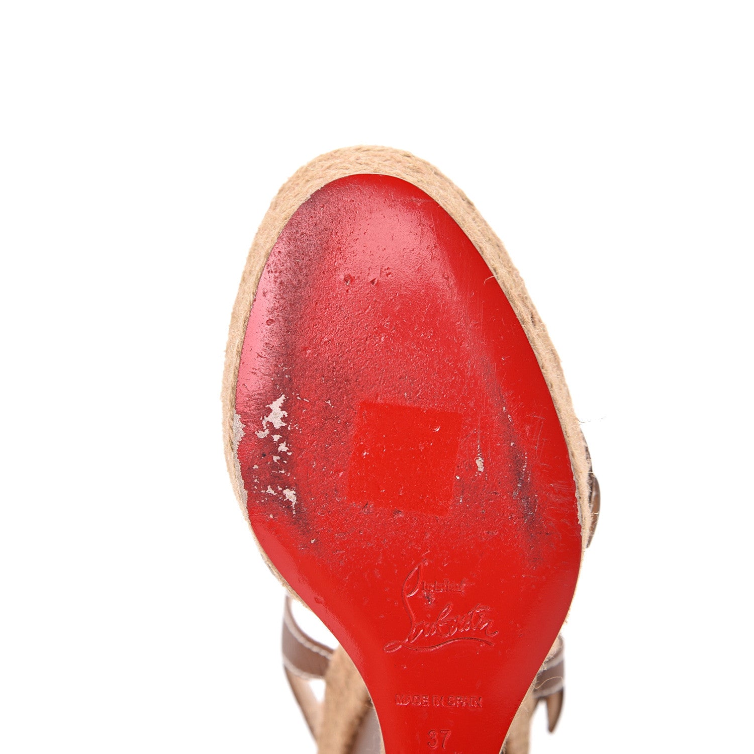 Christian Louboutin Calfskin Rope Zero Problem 140 Espadrille Wedges 37 Cognac 10 of 12