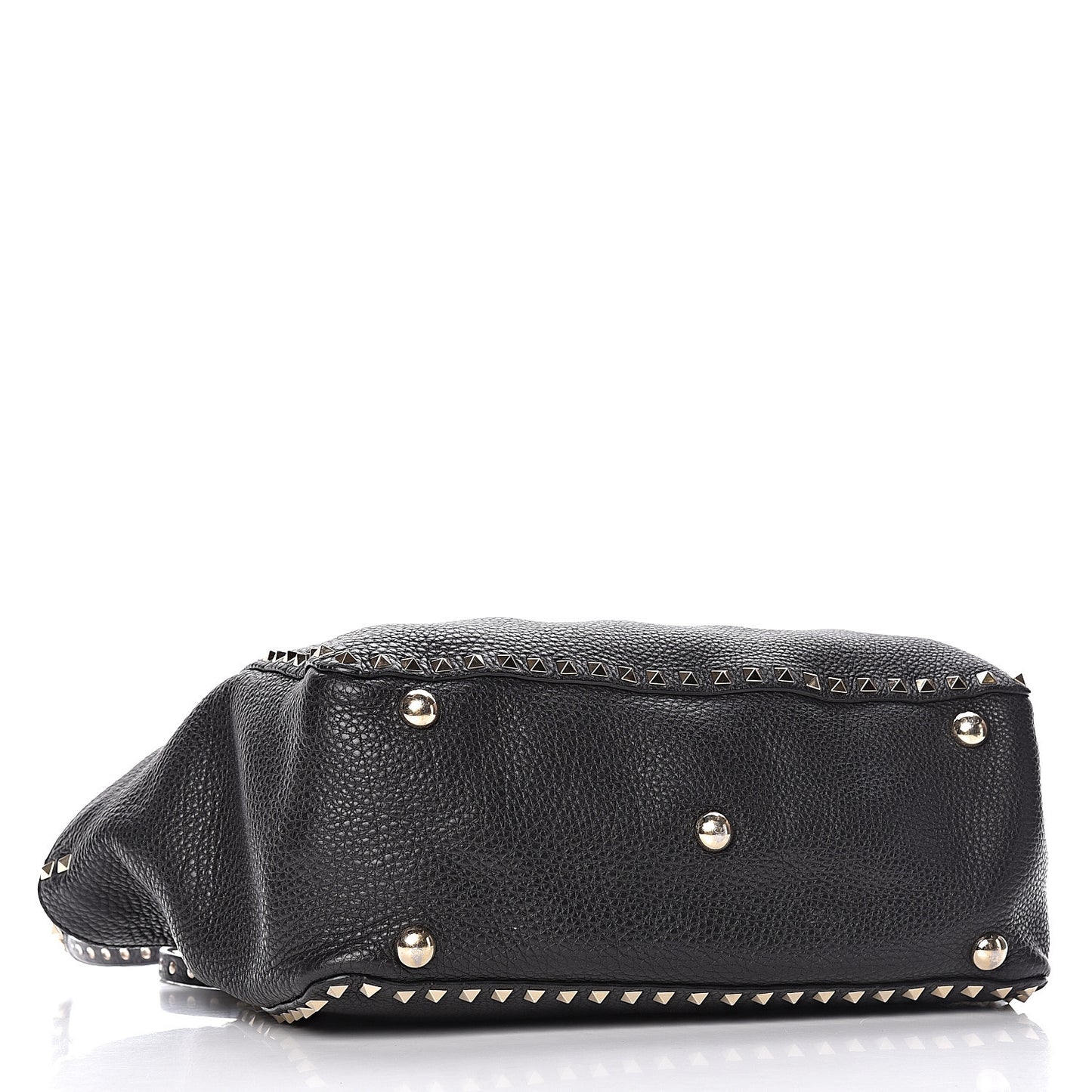 Pebbled Calfskin Medium Rockstud Tote Black