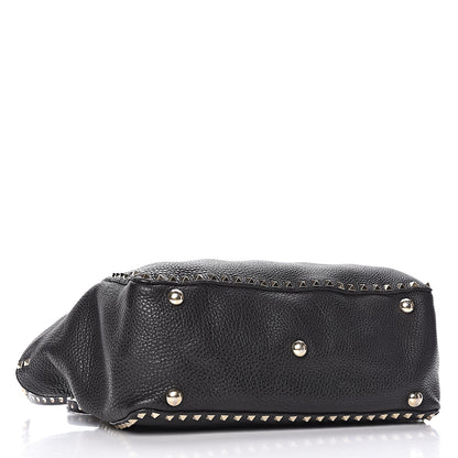 Valentino Garavani Pebbled Calfskin Medium Rockstud Tote Black 5 of 23