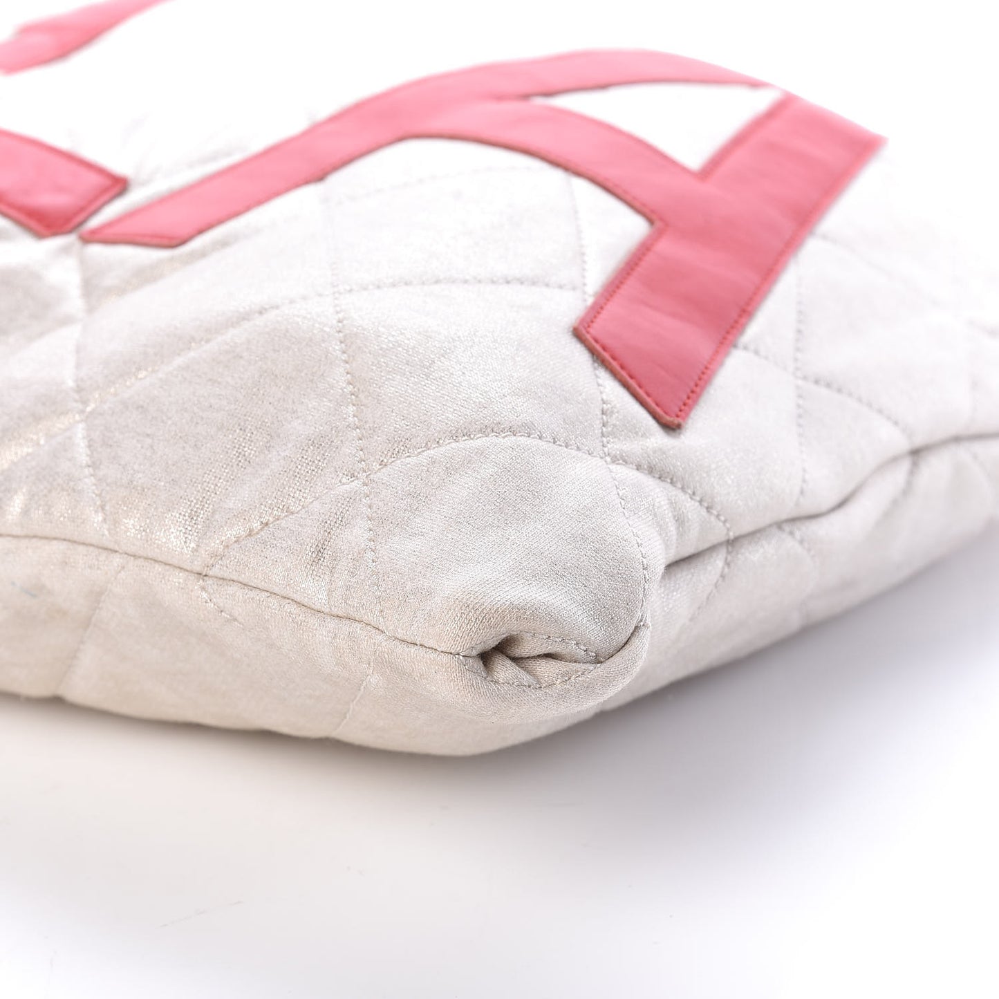 Metallic Jersey Quilted LA Tote Light Beige