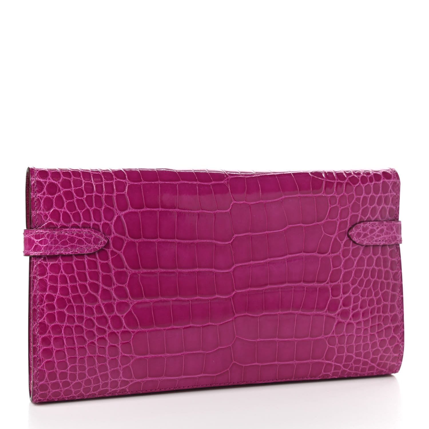 Hermes Shiny Alligator Kelly Longue Wallet Rose Scheherazade 3 of 8
