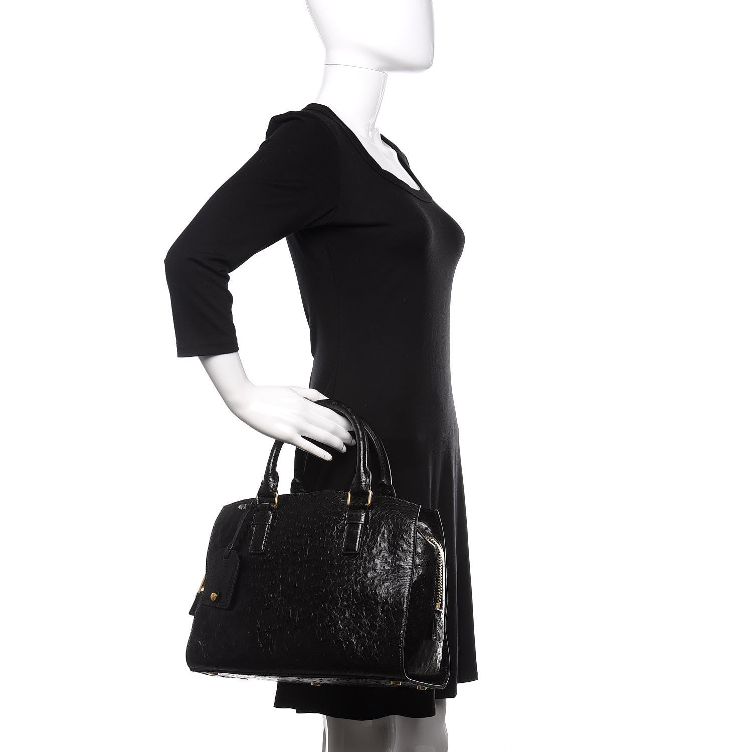 Tom Ford Ostrich Top Handle Satchel Black 2 of 11