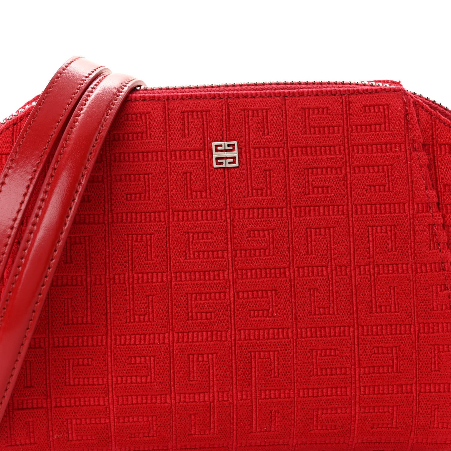 Calfskin Jacquard Fabric 4G Antigona Crossbody Red