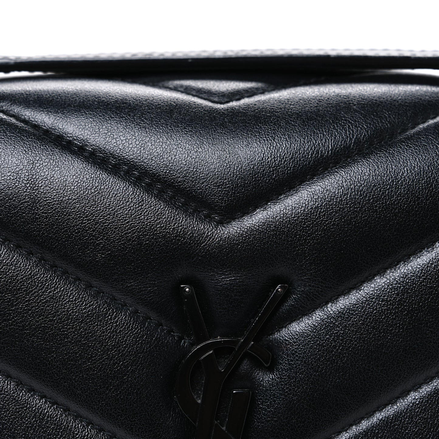 Calfskin Y Quilted Monogram Monochrome Small Loulou Chain Satchel Black