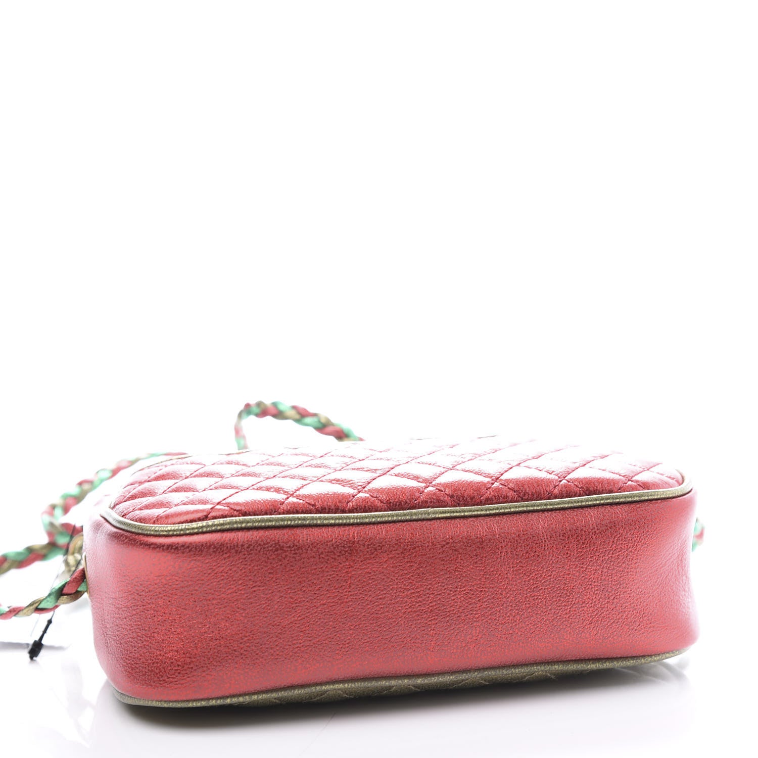 Gucci Laminated Nappa Trapuntata Mini Zumi Dome Shoulder Bag Rosso Jasmine Green Rame 3 of 9