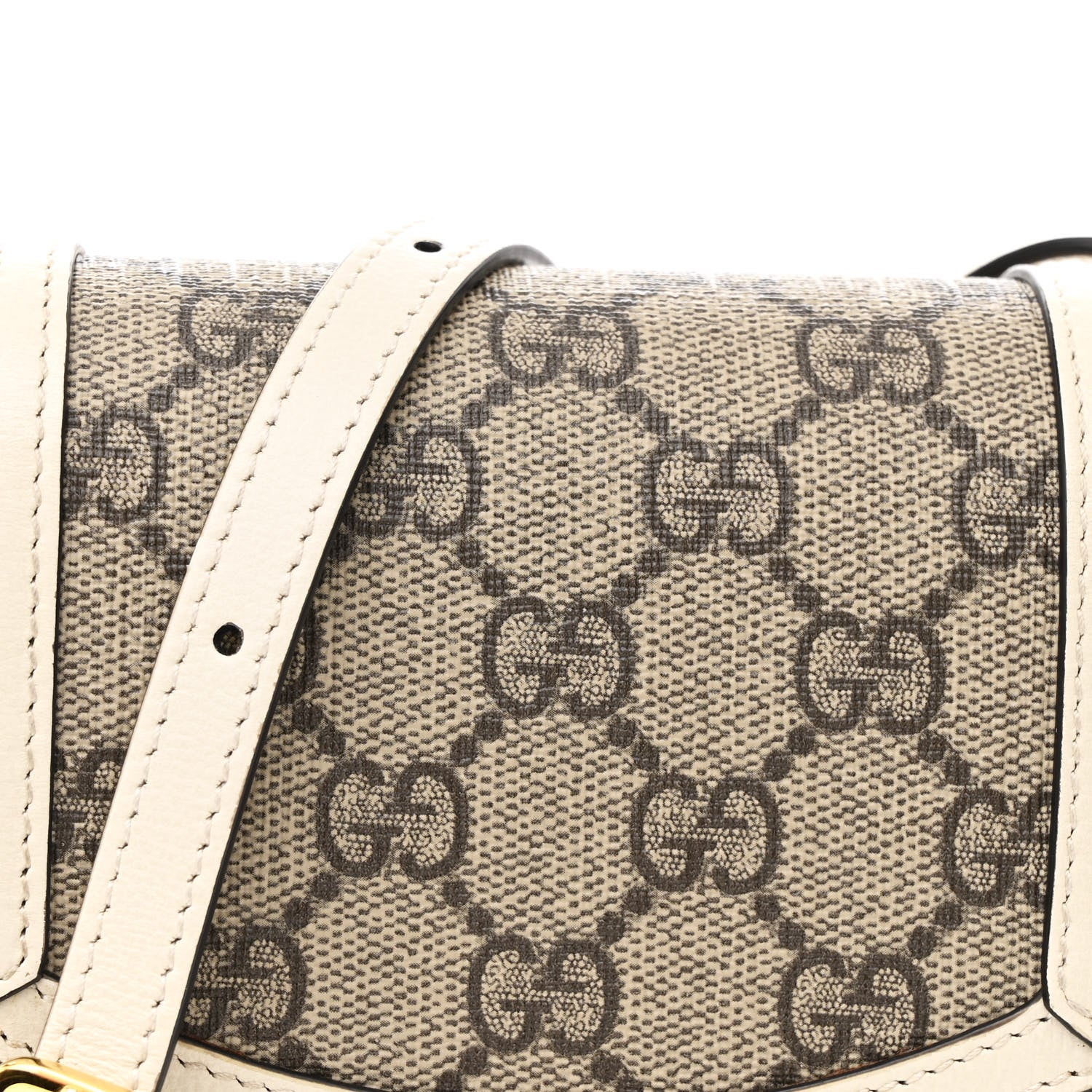 Gucci GG Supreme Monogram Azalea Calfskin Mini Horsebit 1955 Crossbody Bag Beige Ebony Mystic White 8 of 12