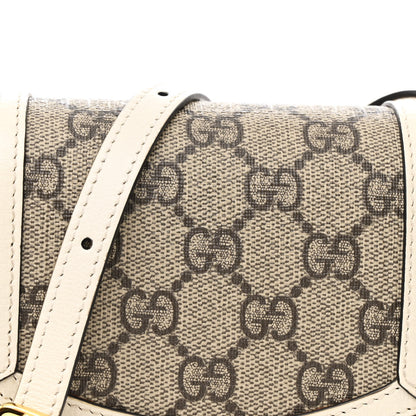 Gucci GG Supreme Monogram Azalea Calfskin Mini Horsebit 1955 Crossbody Bag Beige Ebony Mystic White 8 of 12