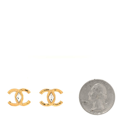 Chanel Metal Crystal CC Marquise Earrings Gold 2 of 5