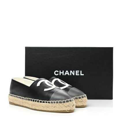 Chanel Lambskin CC Espadrilles 35 Black White Dark Grey 9 of 9