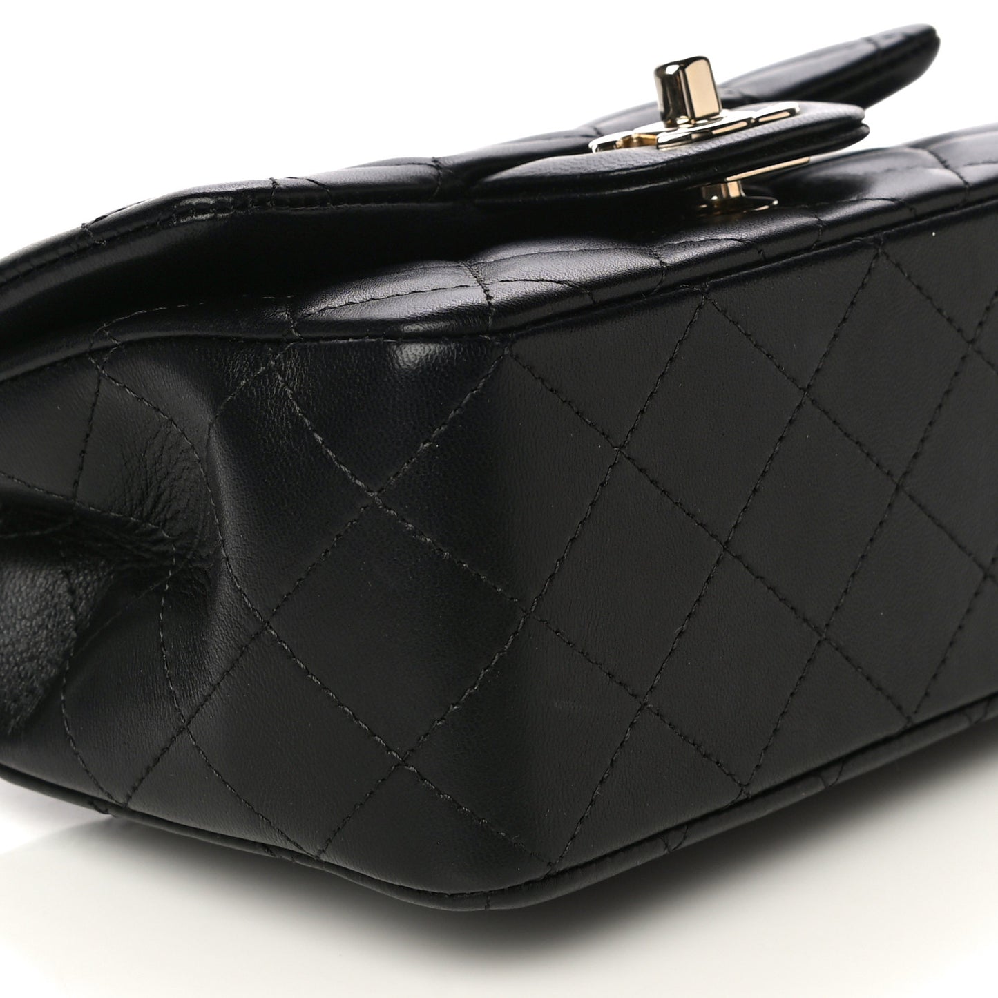 Lambskin Quilted Mini Square Flap Black