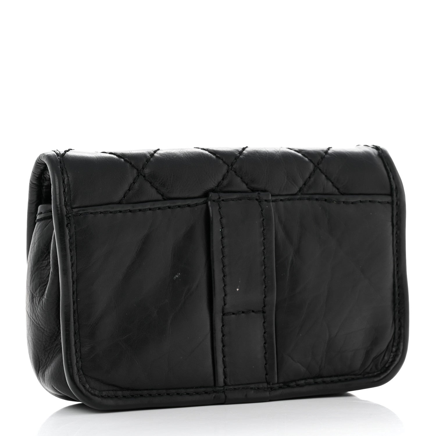 Chanel Aged Calfskin Quilted Logo Flap Belt Bag Black 3 of 11