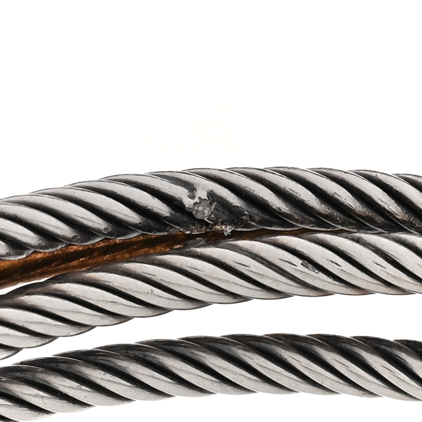 Sterling Silver 18K Yellow Gold Crossover Three Row Cuff Bracelet