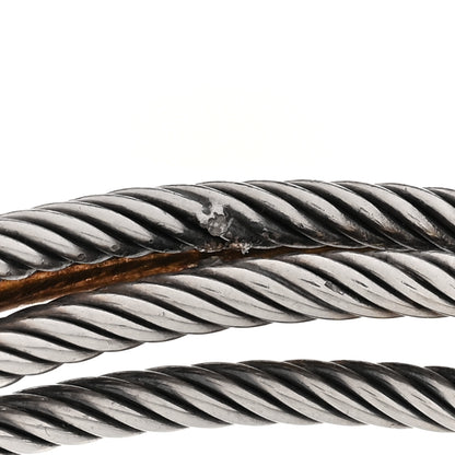 David Yurman Sterling Silver 18K Yellow Gold Crossover Three Row Cuff Bracelet 12 of 12