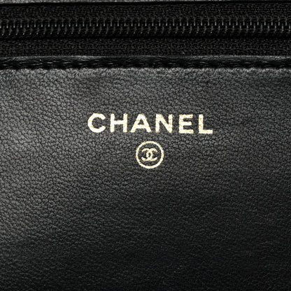 Chanel Lambskin Quilted CC Pearl Crush Wallet on Chain WOC Black 6 of 11