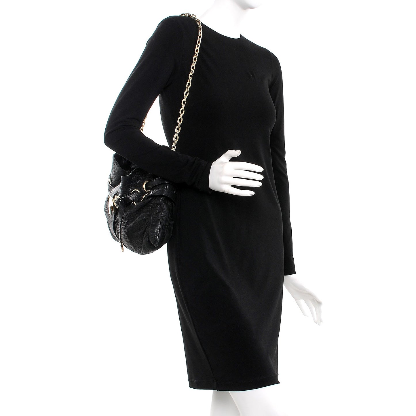 Grainy Calfskin Rio Oversized Clutch Bag Black