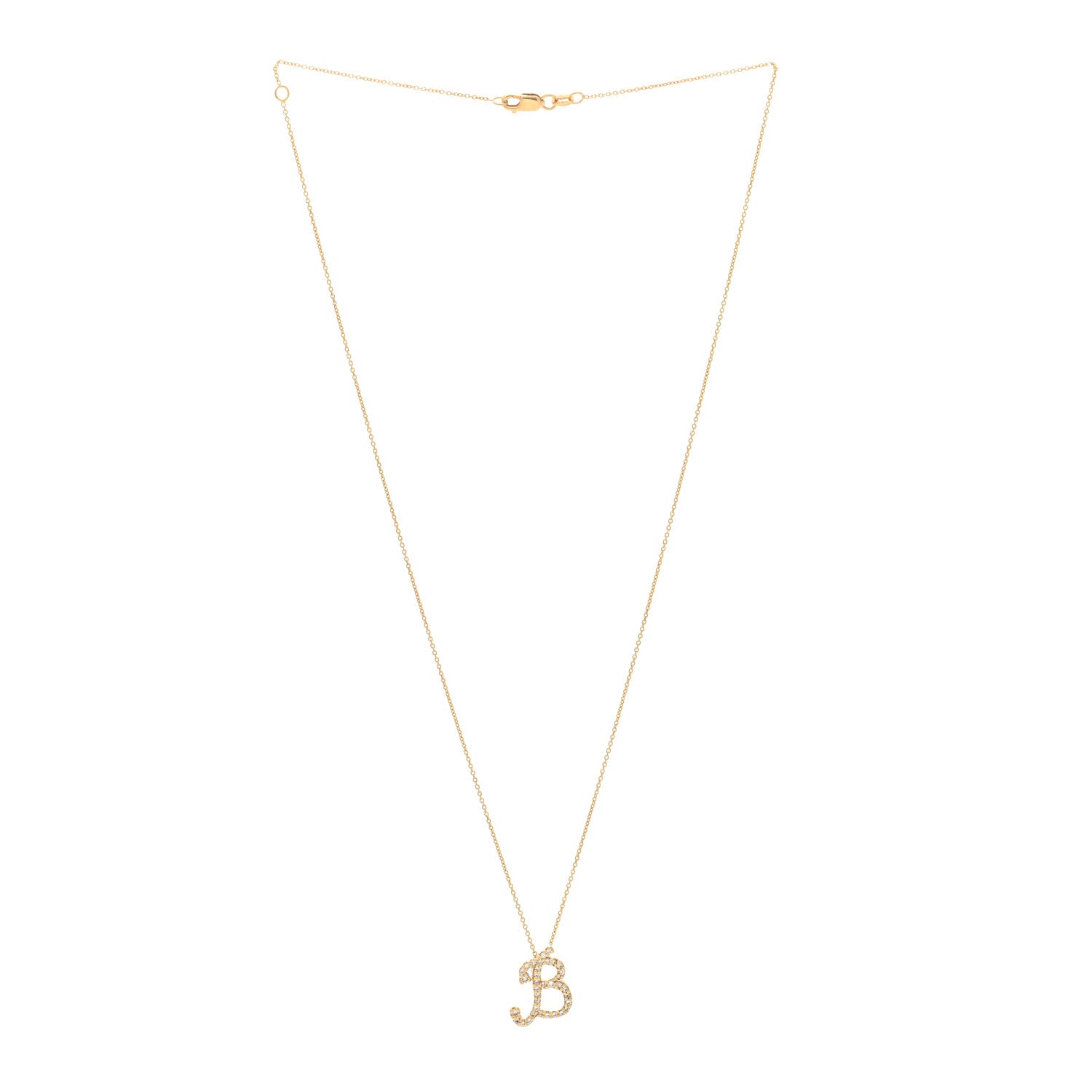 Roberto Coin 18K Yellow Gold Diamond Cursive Initial B Pendant Necklace 3 of 4