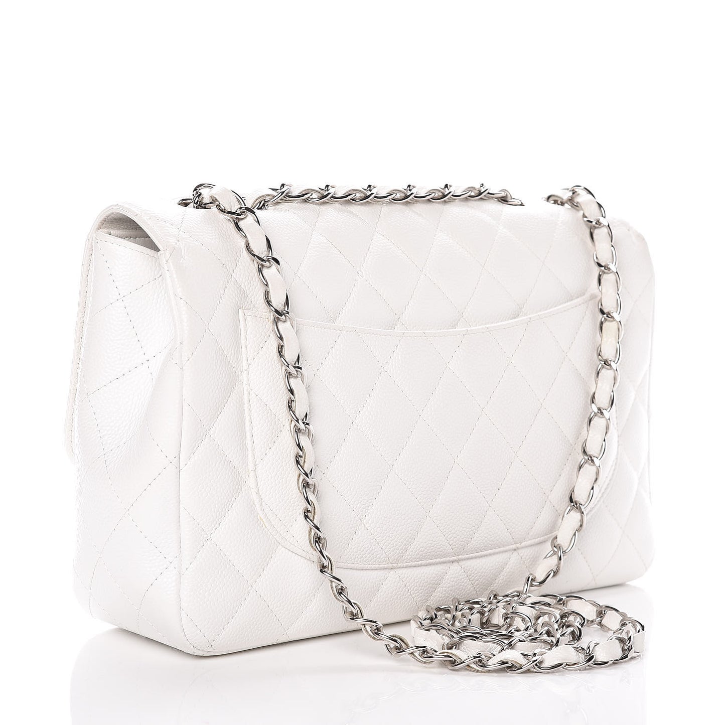 Caviar Quilted Jumbo Single Flap White