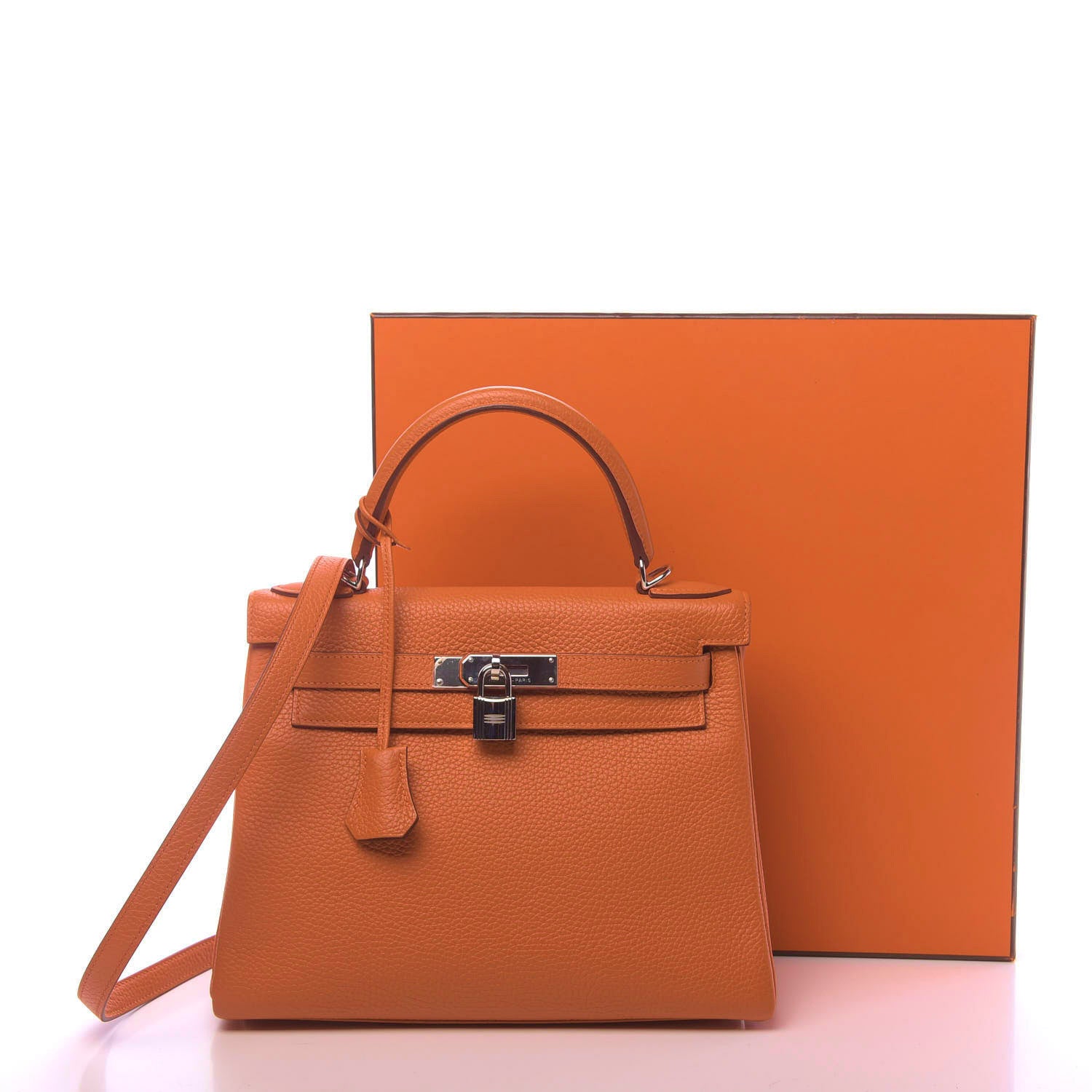Hermes Taurillon Clemence Kelly Retourne 28 Orange 11 of 11
