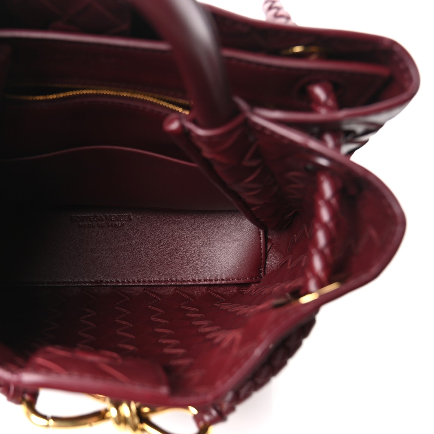 Nappa Intrecciato Small Andiamo Shoulder Bag Barolo