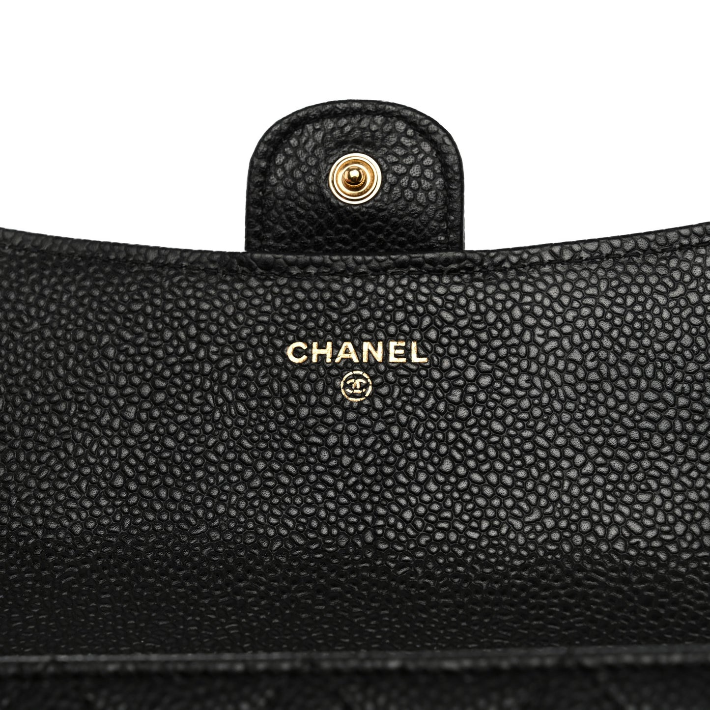 Caviar Quilted Large Gusset Flap Wallet Black