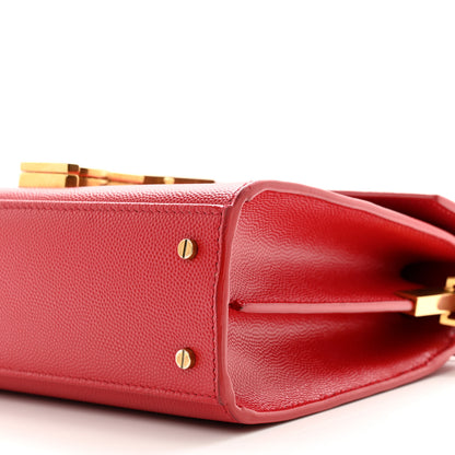 Saint Laurent Grain de Poudre Mini Classic Monogram Cassandra Top Handle Red 9 of 11