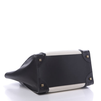 Celine Elephant Calfskin Bicolor Mini Luggage Black White 4 of 11