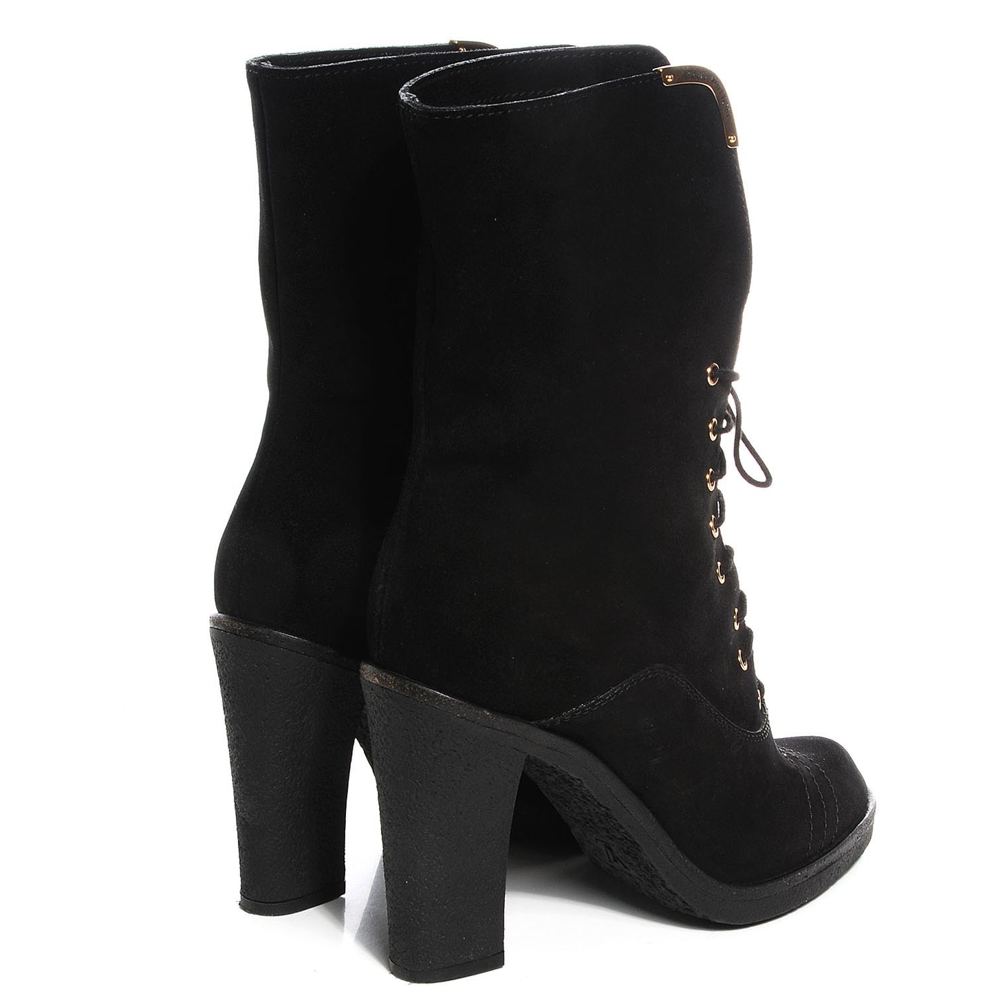 Suede Lace Up Ankle Boots 37.5 Black