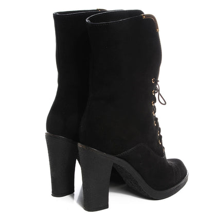 Louis Vuitton Suede Lace Up Ankle Boots 37.5 Black 4 of 8