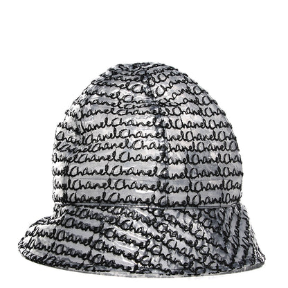 Chanel Polyurethane Logo Bucket Rain Hat M White Black 1 of 16