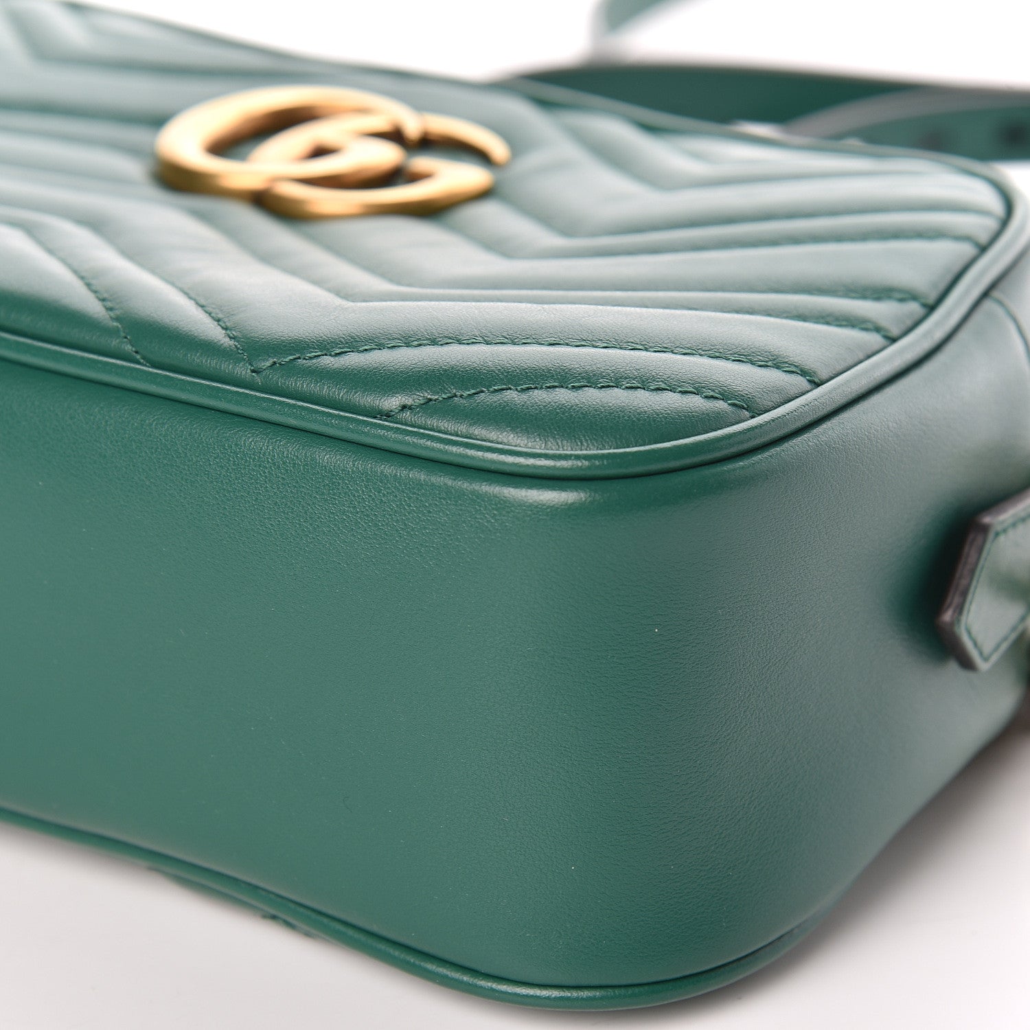 Gucci Calfskin Matelasse Small GG Marmont Chain Shoulder Bag Emerald Green 6 of 10