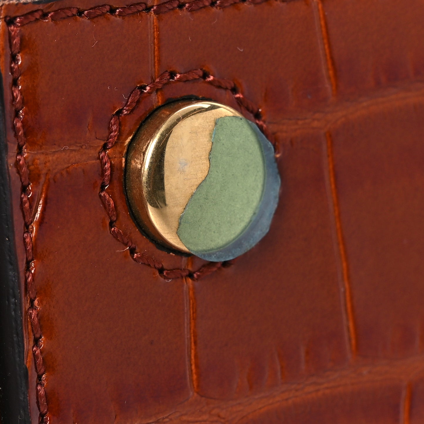 Calfskin Crocodile Embossed Small Pipe Bag Chestnut