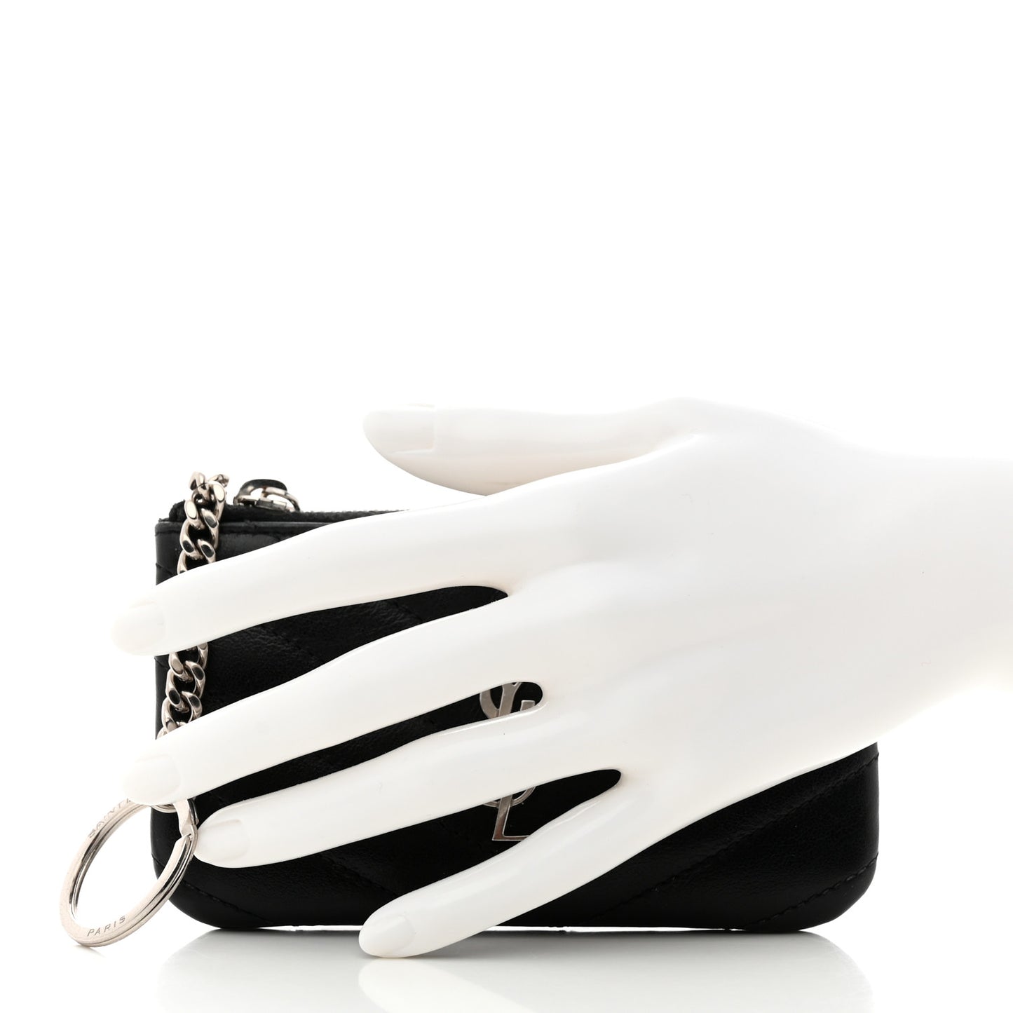 Calfskin Matelasse Monogram Key Pouch Black