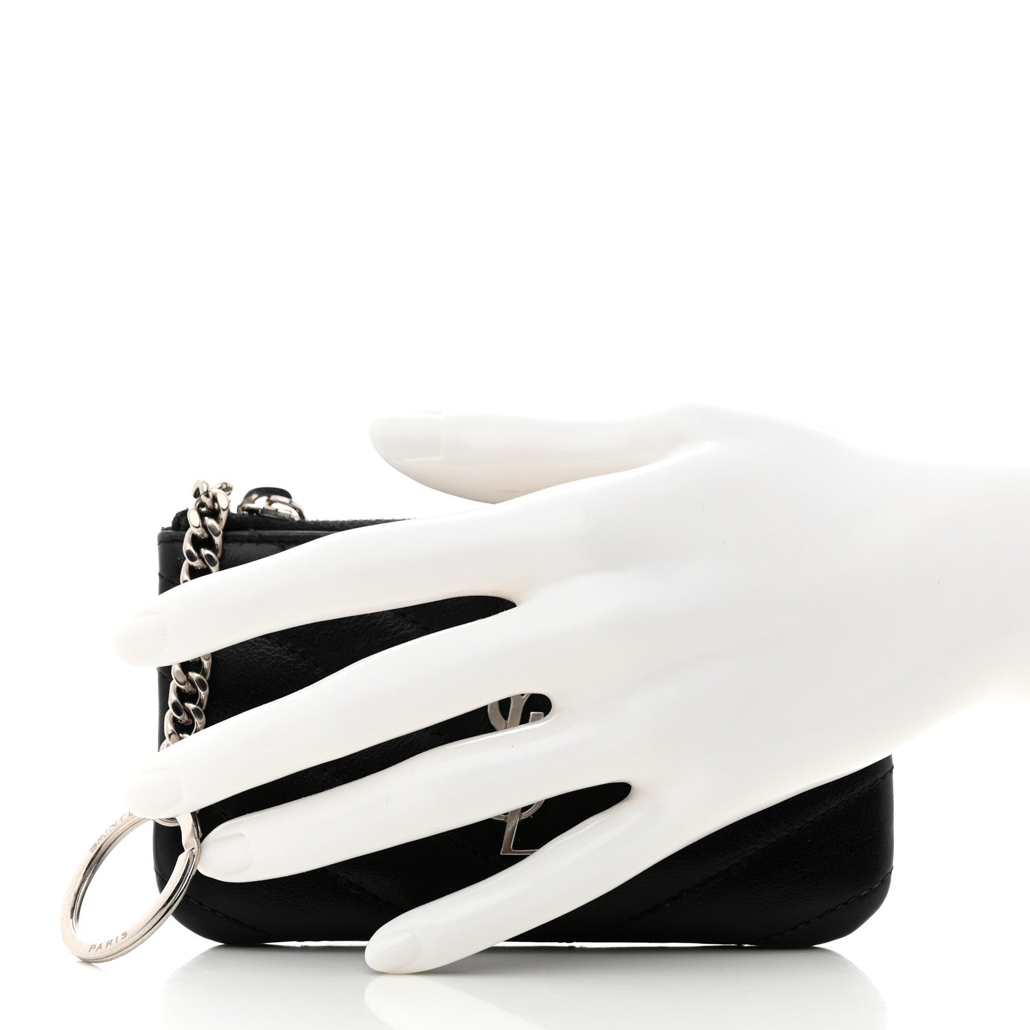 Saint Laurent Calfskin Matelasse Monogram Key Pouch Black 2 of 7