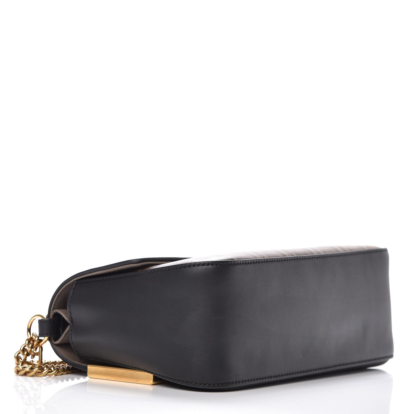 Vitello Grace Glazed Fabric FF 1974 Double F Shoulder Bag Black Mogano Panna