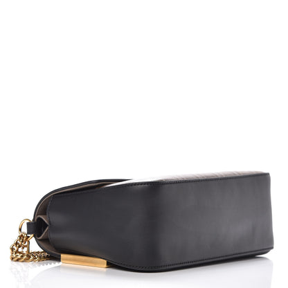 Fendi Vitello Grace Glazed Fabric FF 1974 Double F Shoulder Bag Black Mogano Panna 5 of 12