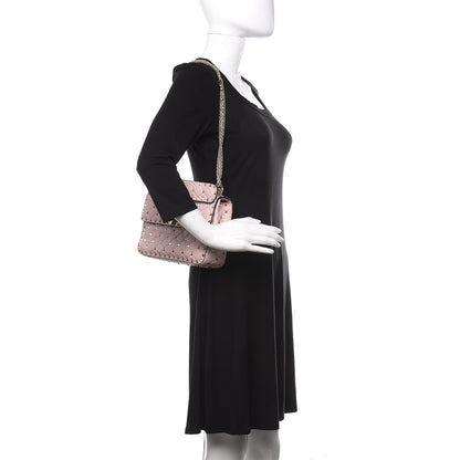 Valentino Garavani Craquele Nappa Medium Rockstud Spike Shoulder Bag Water Rose 2 of 9