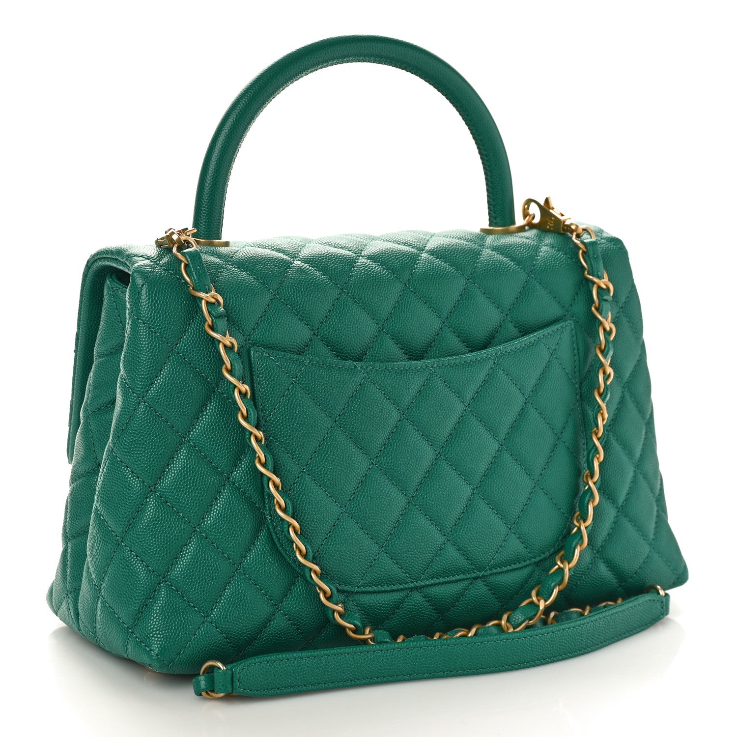 Chanel Caviar Quilted Small Coco Handle Flap Green 2 of 10