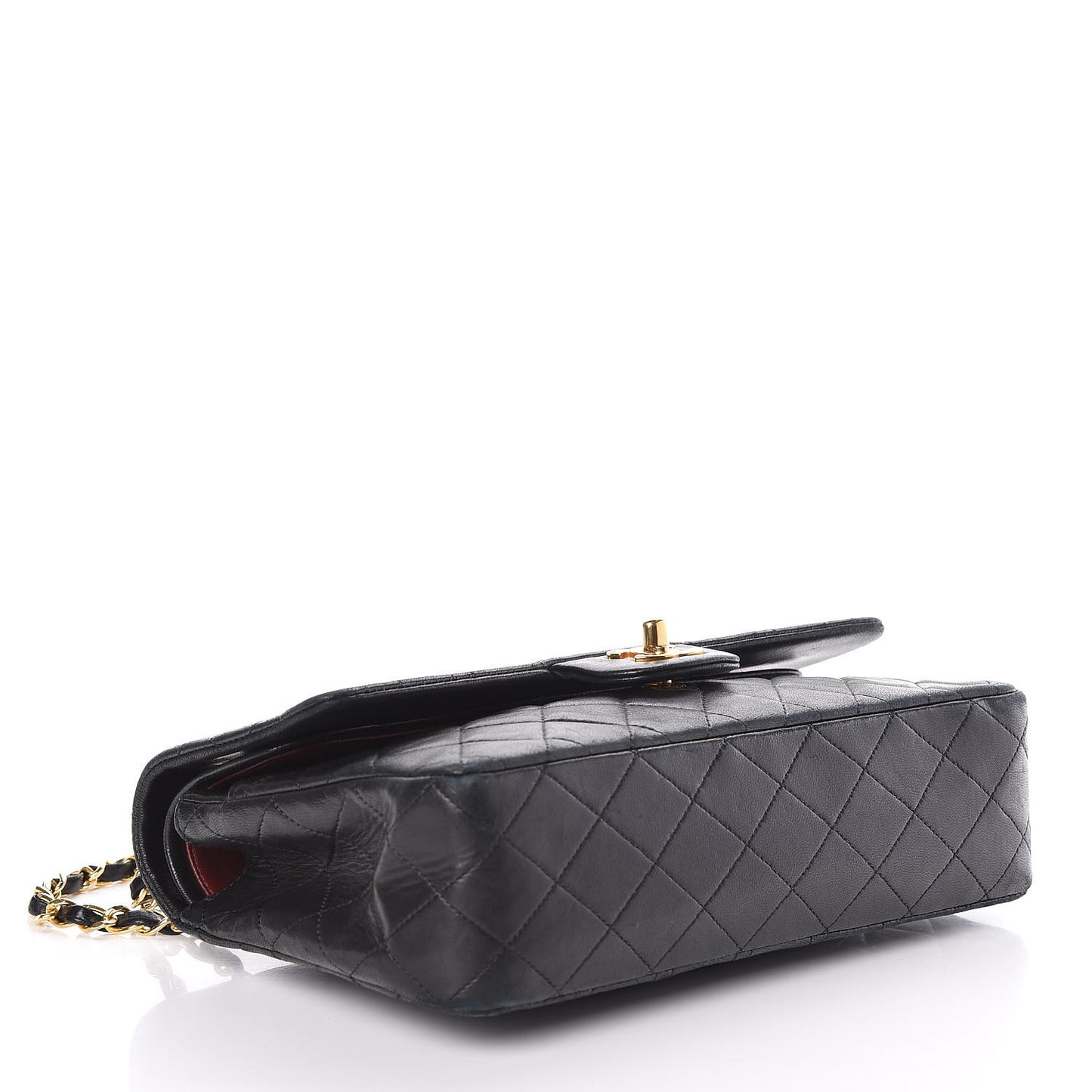 Lambskin Quilted Medium Double Flap Black