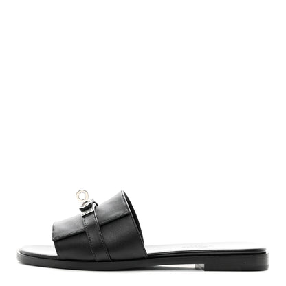 Hermes Calfskin Giulia Sandals 35.5 Black 1 of 12