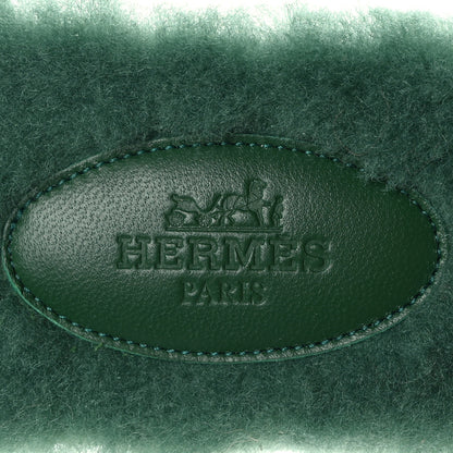 Hermes Woolskin Oran Sandals 37.5 Vert Anglais 6 of 7
