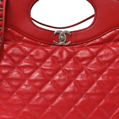Chanel Shiny Aged Calfskin Quilted Large 31 Shopping Bag Red 8 of 10
