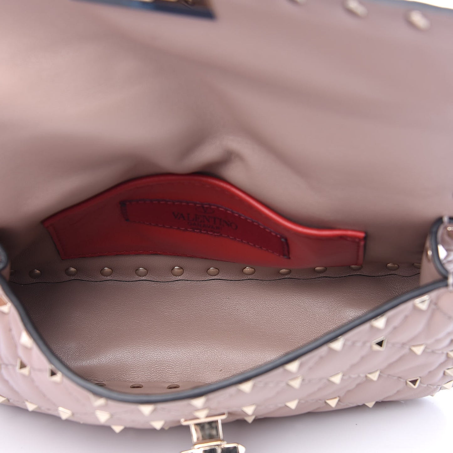Nappa Small Rockstud Spike Shoulder Bag Poudre