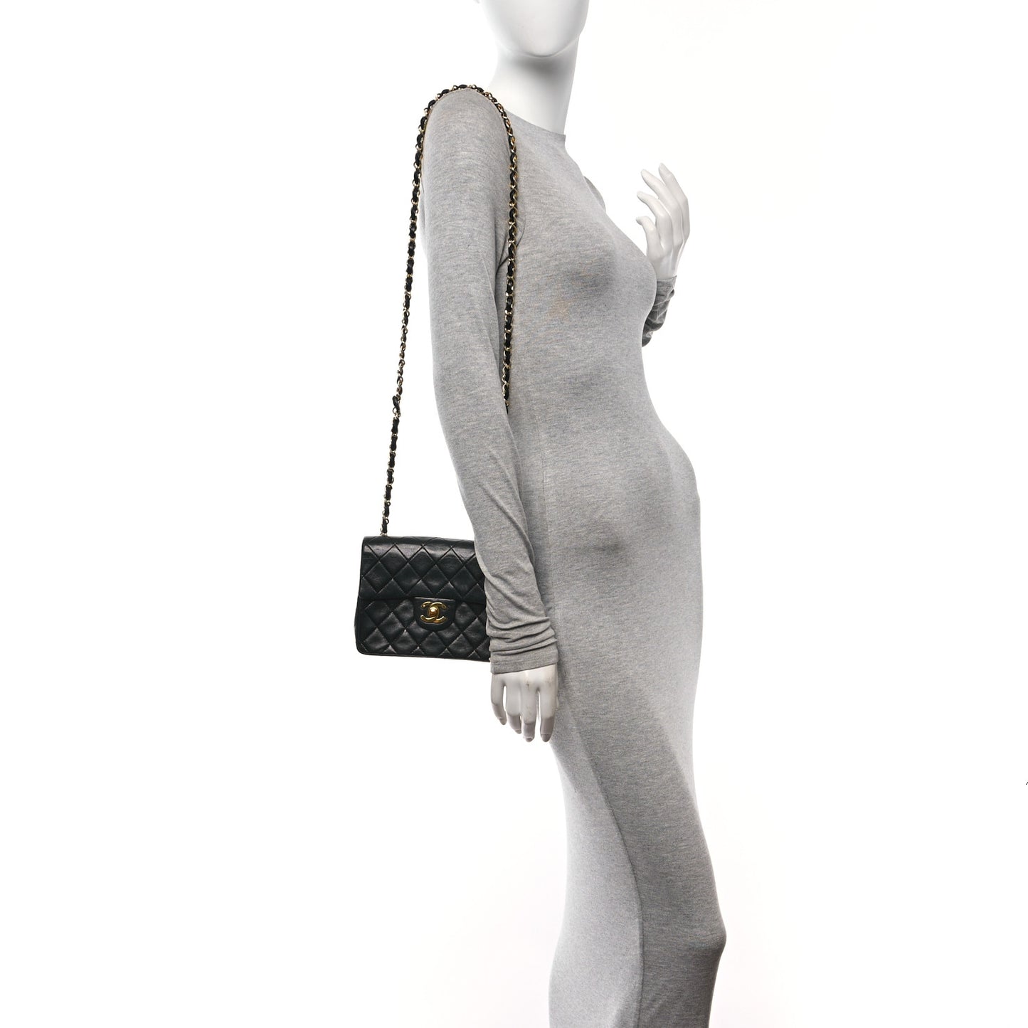 Lambskin Quilted Mini Square Flap Bag Black
