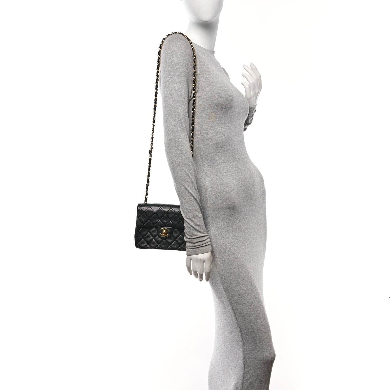 Chanel Lambskin Quilted Mini Square Flap Bag Black 2 of 10