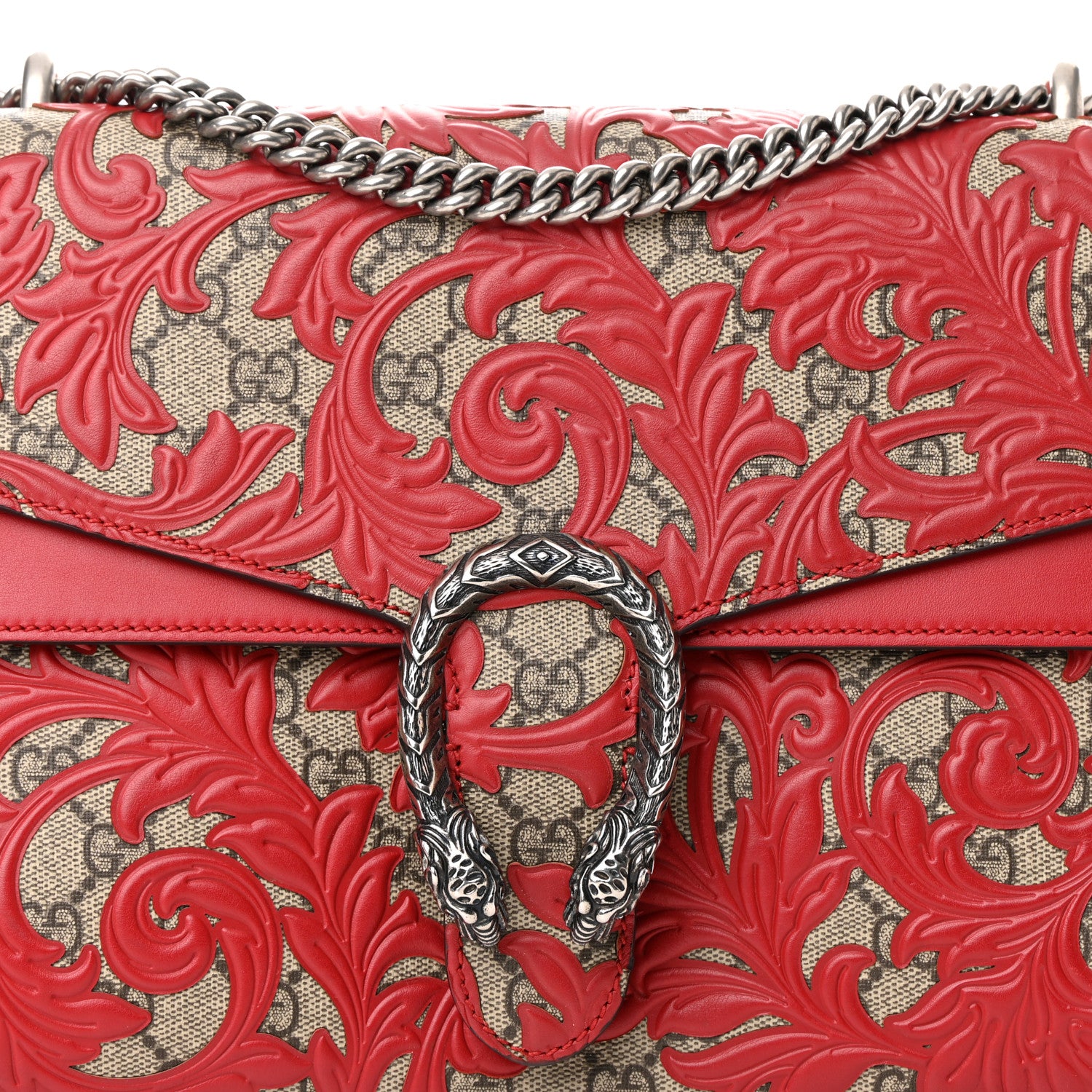 Gucci GG Supreme Monogram Arabesque Medium Dionysus Shoulder Bag Hibiscus Red 8 of 12